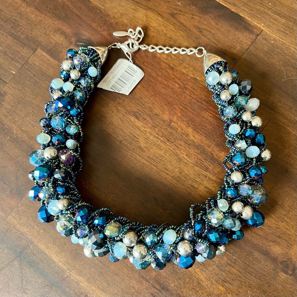 Blue / Gray / Silver Beaded Necklace